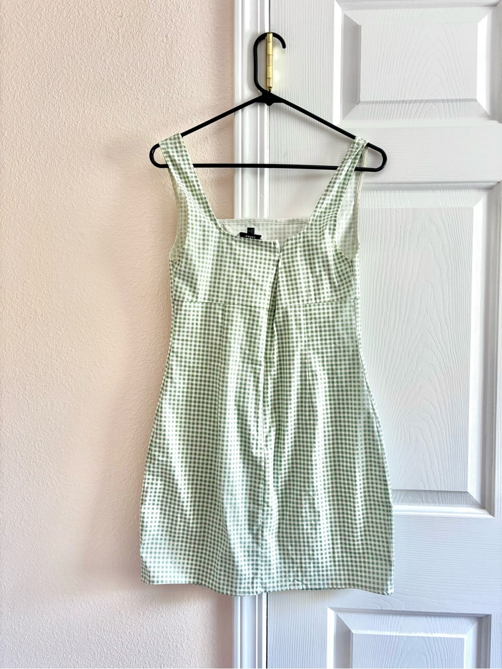 Lulus Sleeveless Green Gingham Square-Neck Dress M - Picture 2 of 3